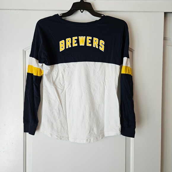 New Era Milwaukee Brewers MLB Long Sleeve T-Shirt Women's Small Blue White - Picture 2 of 7